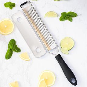 img 4 attached to GRACE & GRIND Lemon Zester Grater – Premium Stainless Steel Kitchen Accessory for Parmesan Cheese, Citrus, Garlic, Carrot, Vegetables & Fruits – Non-Slip Handle, Cover – Enhance Your Cooking Experience!