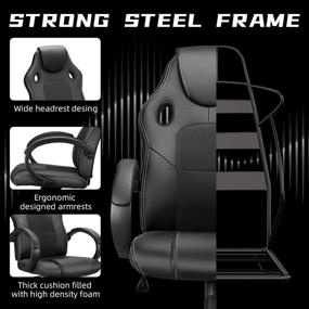 img 1 attached to 🎮 Clearance Ninecer Gaming Chairs for Office & Home: Comfortable Affordable Gaming Office Chairs, Computer & Video Game Chairs for Teens, Swivel Rolling Chairs - Black