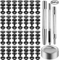 🔘 200-piece 15mm marine-grade black snap button set with punching tool kit for clothing, canvas, leather craft sewing logo