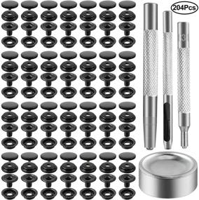 img 4 attached to 🔘 200-Piece 15mm Marine-Grade Black Snap Button Set with Punching Tool Kit for Clothing, Canvas, Leather Craft Sewing