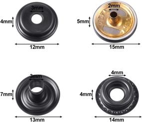 img 3 attached to 🔘 200-Piece 15mm Marine-Grade Black Snap Button Set with Punching Tool Kit for Clothing, Canvas, Leather Craft Sewing