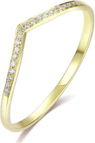 img 2 attached to 💍 HAFEEZ CENTER 14k Solid Gold V Shape Curved Chevron Diamond Eternity Wedding Band Ring for Women: Exquisite Design and Unwavering Elegance