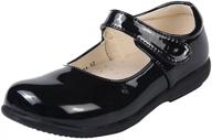 👠 girls' black leather school uniform shoes by mk matt keely - mary jane style princess shoes for leisure logo