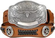 longhorn western embossed leather men's accessories 🤠 and belts - premium quality for stylish outfits logo
