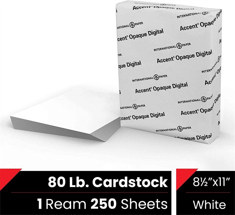 Accent Opaque Cream Colored Cardstock Paper, 80lb Cover, 216 gsm, 8.5 x 11  card stock, 1 Ream / 250 Sheets, Heavy Cardstock