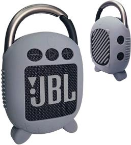 img 4 attached to 🔊 Чехол из силикона для портативного беспроводного динамика JBL Clip 4 - защитный чехол для ношения с подставкой (серый, только чехол)