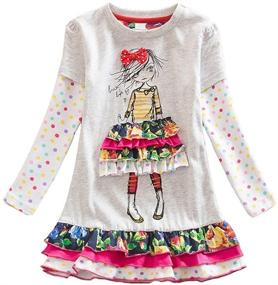 img 4 attached to LH3660GRAYDX Little Girls' Dresses by DXTON in 5T Size - Girls' Clothing