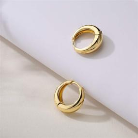 img 3 attached to 👂 UILZ Chunky Hoop Earrings for Women: 14K Gold Plated, Hypoallergenic and Lightweight