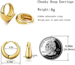 img 1 attached to 👂 UILZ Chunky Hoop Earrings for Women: 14K Gold Plated, Hypoallergenic and Lightweight