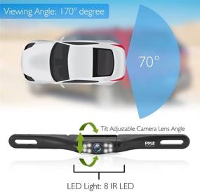 img 1 attached to 📷 Rear View Camera with License Plate - Waterproof IP-67, Built-in Distance Scale Lines for Parking/Reverse Assist, Slim Bar Cam with Night Vision and 420 TVL Resolution - Pyle PLCM28MS