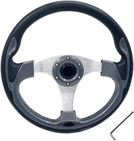 img 4 attached to YEHICY 14Inch Golf Cart Steering Wheel 6 Hole Universal Pattern For Golf Cart EZGO Club Car And Yamaha (Carbon Silver)