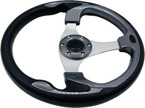 img 1 attached to YEHICY 14Inch Golf Cart Steering Wheel 6 Hole Universal Pattern For Golf Cart EZGO Club Car And Yamaha (Carbon Silver)