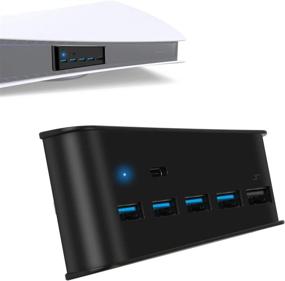 img 4 attached to ✨ Enhance Your PS5 Gaming Experience with Linkstyle 5 Port USB Hub: High-Speed Charger Controller Splitter Expansion Hub with Type-C Port