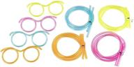 12-pack silly straw glasses - flexible novelty eyeglass frames with drinking straw, perfect 🥤 for birthdays, bridal showers, party supplies, favors, game ideas - assorted colors (set of 4) logo