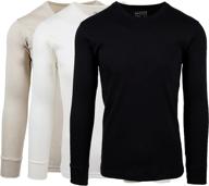 american active men's 3 pack of 100% cotton fleece lined long sleeve thermal base layer crew neck shirts logo