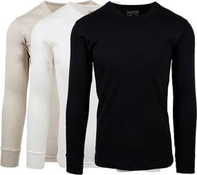 img 4 attached to AMERICAN ACTIVE Men's 3 Pack of 100% Cotton Fleece Lined Long Sleeve Thermal Base Layer Crew Neck Shirts