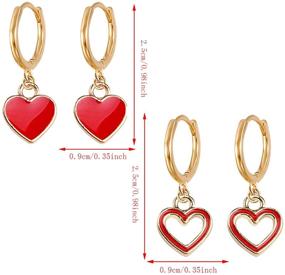 img 3 attached to 🎁 Wuweijiajia 6 Pairs Heart-shaped Huggie Hoop Earrings - Black, White, Red 14k Gold Enamel Hypoallergenic Dangle Drop Earrings Set for Women, Girls - Stunning Statement Jewelry Gifts, Unique and Wonderful