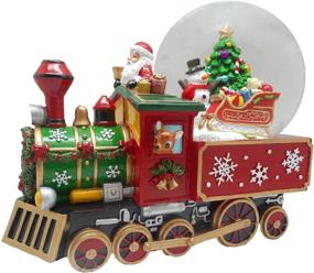 img 4 attached to Musical Santa Train Figurine with Snowman & Gifts | Christmas Tree Snow Globe in Falling Snow Water Ball | Polyresin Decoration