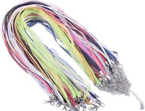 img 3 attached to KONMAY 100pcs 17'' Mixed Colors Voile Organza/Ribbon Waxed Cotton Necklace Cord with Extension Chain - Enhanced for SEO