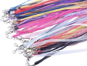 img 2 attached to KONMAY 100pcs 17'' Mixed Colors Voile Organza/Ribbon Waxed Cotton Necklace Cord with Extension Chain - Enhanced for SEO