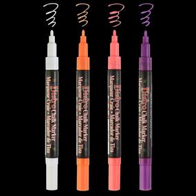 img 2 attached to 🖍️ Uchida 482-4H: 4 Piece Bistro Fine Line Chalk Marker Set in Vibrant Fluorescent Colors