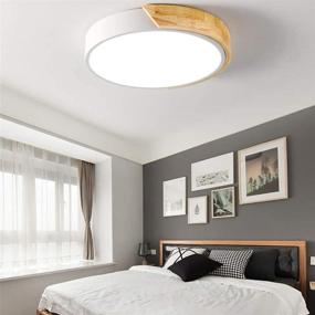 img 2 attached to 🔆 ViKaey Modern LED Ceiling Light, Minimalist Wood Style Flush Mount Ceiling Light Fixture, Circular Lighting Lamp with Acrylic Lampshade for Bedroom Living Room Dining Room Laundry (White, 11.8 Inch)