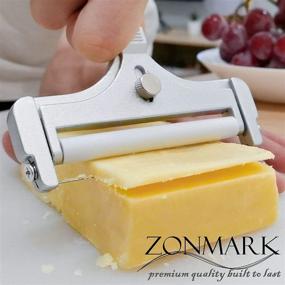 img 3 attached to 🧀 ZONMARK Adjustable Thickness Cheese Slicer for Block Cheese - Stainless Steel Wire Cutter for Soft & Semi-Hard Cheeses - Ergonomic, Dishwasher Safe - Gray