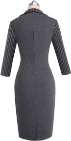 img 2 attached to 👗 HOMEYEE Women's 3/4 Sleeve Striped Professional Business Pencil Dress B479