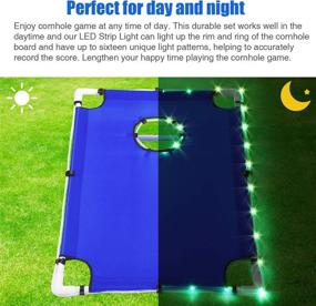 img 3 attached to 🌟 Portable LED PVC Cornhole Light Set | Remote Control | 16 Color Changing Ring LED Lights | Enhances Bean Bag Toss Cornhole Game Experience | Indoor & Outdoor Use