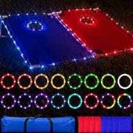 🌟 portable led pvc cornhole light set | remote control | 16 color changing ring led lights | enhances bean bag toss cornhole game experience | indoor & outdoor use логотип