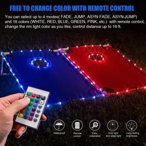 img 2 attached to 🌟 Portable LED PVC Cornhole Light Set | Remote Control | 16 Color Changing Ring LED Lights | Enhances Bean Bag Toss Cornhole Game Experience | Indoor & Outdoor Use