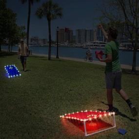 img 1 attached to 🌟 Portable LED PVC Cornhole Light Set | Remote Control | 16 Color Changing Ring LED Lights | Enhances Bean Bag Toss Cornhole Game Experience | Indoor & Outdoor Use