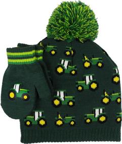 img 2 attached to Top-Quality John Deere Boys' Green Winter Cap with Mittens for Toddlers