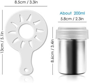 img 1 attached to Stainless Steel Powder Shaker 3-Pack with Fine-Mesh Lid, AIFUDA Power Can for Baking Cooking at Home or Restaurant, Includes 16pcs Printing Molds Stencils