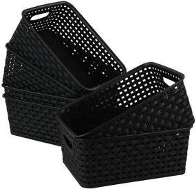 img 4 attached to 📦 Set of 6 Xowine Black Plastic Storage Baskets