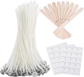 img 4 attached to Premium Bundle: Bulk Candle Wicks 100pcs + Wick Stickers, Centering Device | Perfect for Soy Beeswax Candle Making (6inch)!