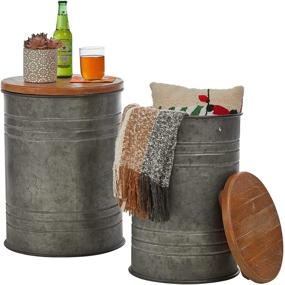 img 4 attached to Glitzhome Rustic Storage Metal Ottoman Furniture