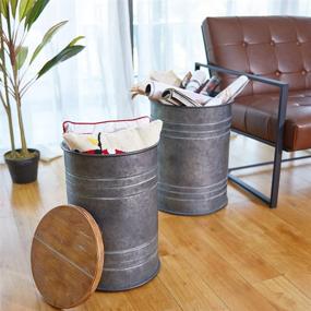 img 1 attached to Glitzhome Rustic Storage Metal Ottoman Furniture