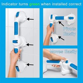 img 1 attached to 🛀 Улучшенная безопасность с помощью Carex Pivoting Ultra Grip Suction Shower Handle - надежные ванные и душевые поддерживающие поручни - поручни для инвалидов для повышенной безопасности