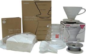 img 1 attached to Hario V60 Coffee Pour Over Kit Bundle Set - Includes Ceramic Dripper, Range Server Glass Pot, Measuring Spoon, and 100 Count Package of Hario 02W Coffee Filters