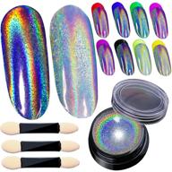 🌈 holo manicure pigment: rainbow unicorn mirror effect glitter dust holographic nail powder for chrome nails; diy nail art deco with sponge tool - set of 3, 0.04oz/1g each logo