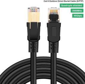 img 3 attached to 🔌 Veetcom Кабель Ethernet Cat8 10FT - Высокоскоростной кабель для локальной сети 40Gbps, 2000Mhz 26AWG с золоченым разъемом RJ45 - Прочный кабель класса "тяжелой работы", защищенный от погодных условий и УФ-излучения, с множественным экранированием S/FTP, подходит для использования с модемом, роутером, для игр, Xbox.