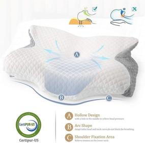 img 1 attached to 🌙 Ортопедическая подушка Coolplus Memory Foam для шеи: идеальная поддержка для шеи и плеч для облегчения боли - идеально для спящих на животе + съемный серо-белый чехол, который можно стирать