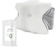 🌙 ортопедическая подушка coolplus memory foam для шеи: идеальная поддержка для шеи и плеч для облегчения боли - идеально для спящих на животе + съемный серо-белый чехол, который можно стирать логотип