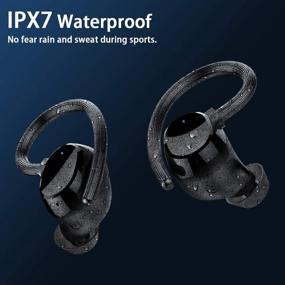 img 2 attached to Спортивные беспроводные наушники, водонепроницаемые Bluetooth-гарнитуры с 100 часами воспроизведения, стерео гарнитуры с крючками для ушей, шумоподавление CVC8.0, беспроводные наушники с кейсом для зарядки для тренировок, бега, занятий в спортзале.