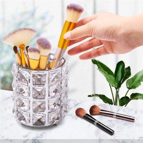 img 3 attached to Sleek Silver Crystal Makeup Brush Holder Organizer: Luxurious and Exquisite Storage Solution for Cosmetics Brushes