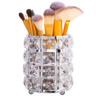 sleek silver crystal makeup brush holder organizer: luxurious and exquisite storage solution for cosmetics brushes логотип