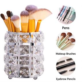 img 1 attached to Sleek Silver Crystal Makeup Brush Holder Organizer: Luxurious and Exquisite Storage Solution for Cosmetics Brushes