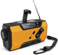 📻 hand crank portable radio with solar crank, noaa/usb charging, fm/am/wb/sos alerts, reading lamp, and 2000mah power bank - emergency radio (orange color) logo