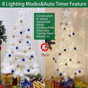 img 1 attached to TURNMEON 4 Foot Pre-lit Christmas Tree with 80 Warm Lights, Timer, 8 Modes, DIY 30 Ball Ornaments, Star Topper, USB Plug, Artificial Pencil Full Xmas Tree - Indoor/Outdoor Home Holiday Decoration (White)